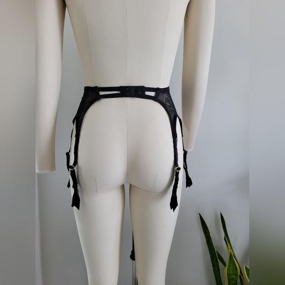 DITA VON TEESE satin stocking garters with nude lace detail - Picture 4 of 12